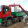 (třístranný sklápěč, vzorec kol 4x4, nosnost 8t, ložná plocha 2,3 x 4,0 m, hydraulická ruka - hák, drapák na sypké hmoty, manipulační kleště na kusový a tyčový materiál)